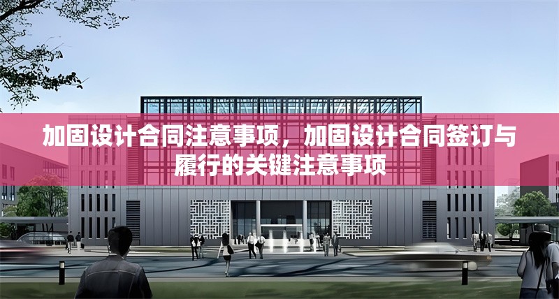 加固設計合同注意事項，加固設計合同簽訂與履行的關鍵注意事項 行業新聞 第1張